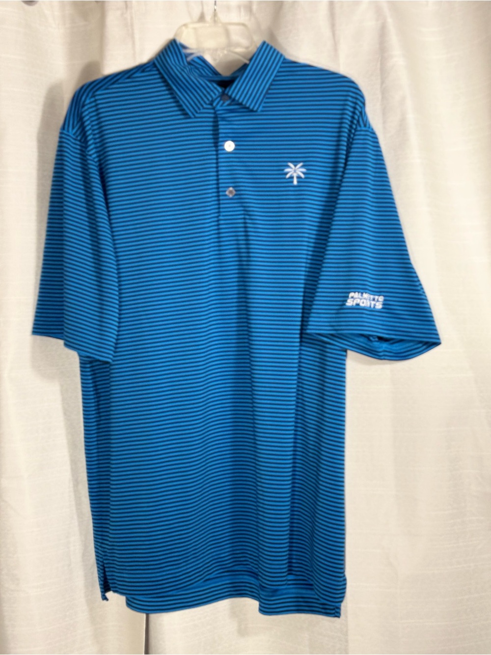 FootJoy Large Palmetto Sports embroidery Men's Blue / black Striped Polo Shirt